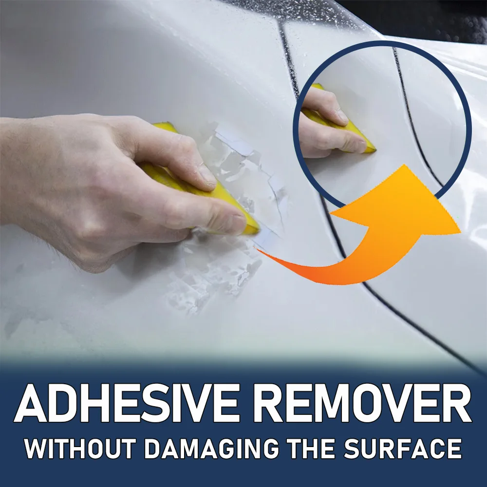 Professional Sticky Residue Remover & Adhesive Cleaner for Car Windows, Walls & Plastic - Includes Free Scraper Tool