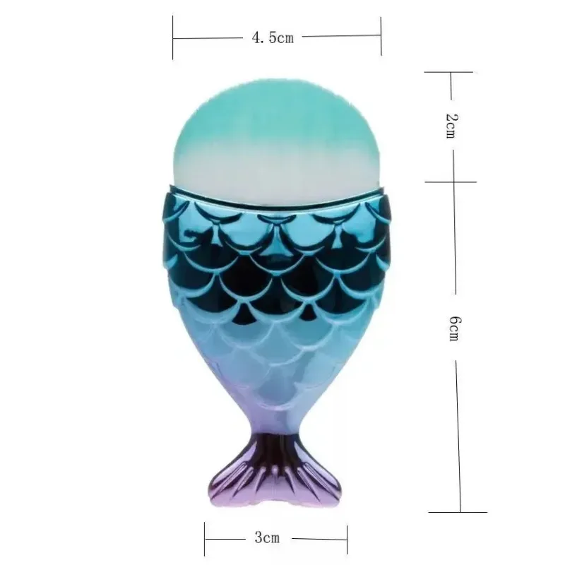 Brosse à ongles en forme de queue de poisson, brosses cosmétiques à fond en queue de poisson, nettoyage doux, poudre de poussière, soins des ongles, outil de manucure