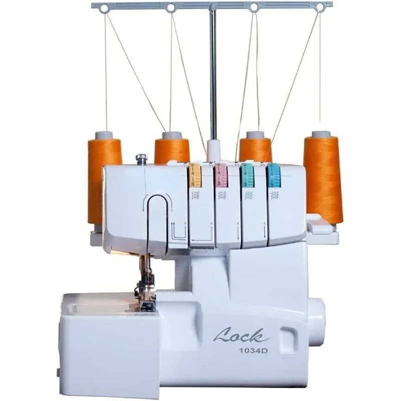 Heavy-Duty Metal Frame Overlock Machine, 1,300 Stitches Per Minute, Removeable Trim Trap, 3 Included Accessory Feet, White