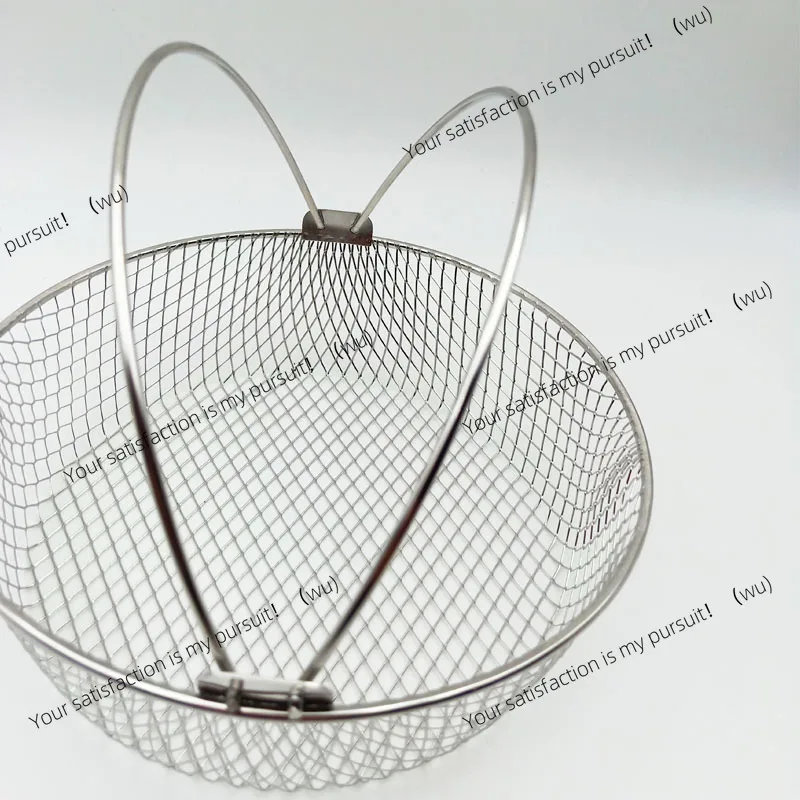 304 stainless steel round binaural handle fried basket air fryer accessories, kitchen household dehydration rack filter rack