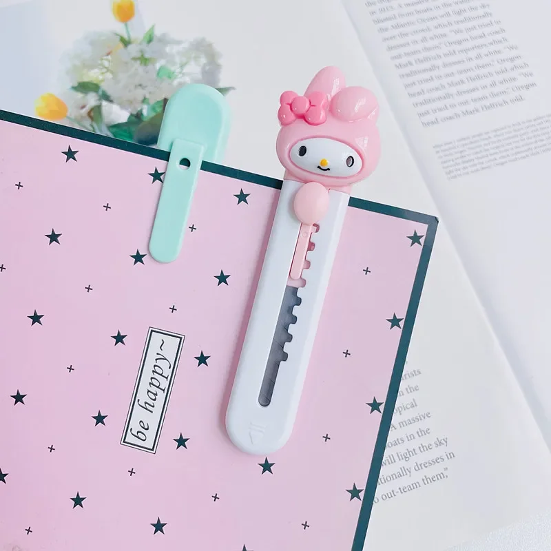 مرحبا كيتي سكّين متعدّد الاستخدامات لطيف أطفال قرطاسية فتاة محمول مصغّر أونبوكسينغ أداة ورقة تمزيق سكين مكتب اللوازم المدرسية هدية