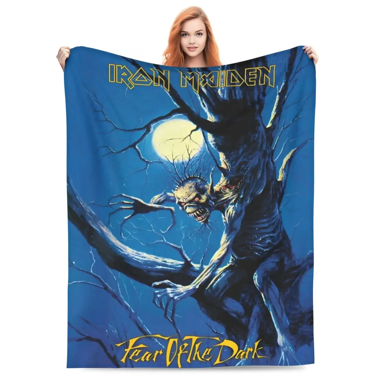 Iron Heavy Metal Maidens Blanket Flannel Print Breathable Lightweight Throw Blankets for Bedding Car Bedding Throws