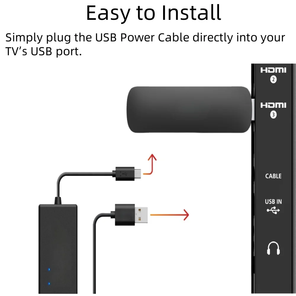 Adapter kabla zasilającego do Amazon Fire TV, Xiaomi Google TV Streamer 4K Chromecast Streaming Stick - eliminuje potrzebę użycia zasilacza sieciowego.