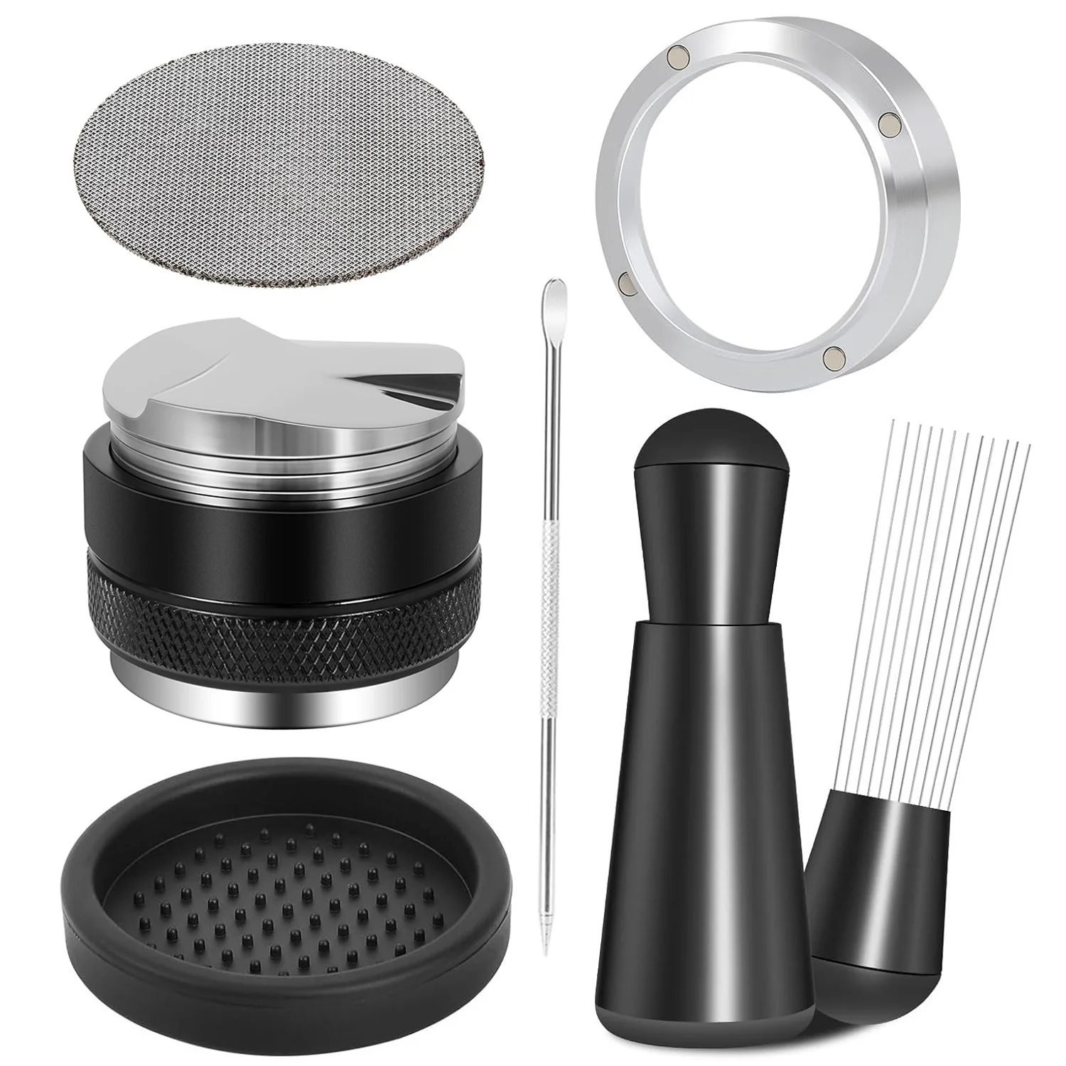 

Stainless Steel Coffee Distribution Tool 3-Leaf Coffee Distributor 51/53/58mm Dual-Purpose Tamper 58mm Coffee Press Tamper