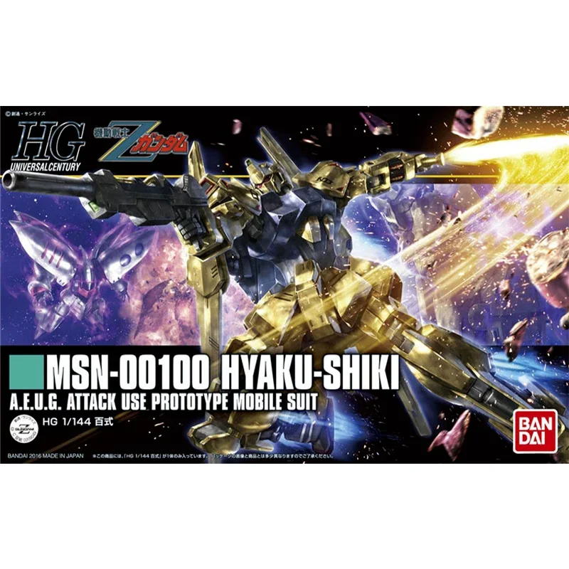 Bandai Original Gundam Model Kit Anime Figure Hyaku Shiki MSN-00100 HG Action Figures Collectible Ornaments Toys Gifts for Kids