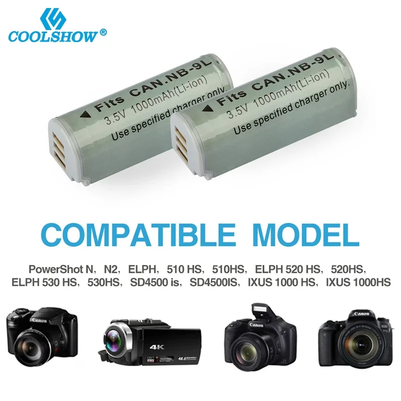 NB-9L NB 9L Battery for Canon PowerShot SD4500 IS IXUS 1000 1100 500 510 HS IXY 13 50S ELPH 510 520 530 HS 1000mAh Battery