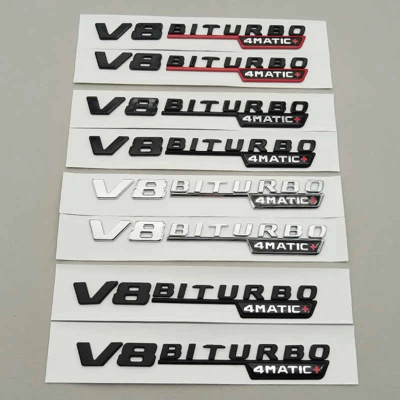 2 uds 3D ABS V8 Biturbo 4matic emblema lateral del guardabarros del coche para Mercedes Benz C63S W205 E63S W213 S63 W222 GLC63S X253 GLE63S W167 AMG