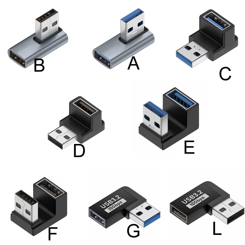 USB 3.0 ذكر إلى أنثى 90 درجة الزاوية اليمنى تمديد محول الكوع 10Gbps لأجهزة الكمبيوتر المحمول طابعة ماوس لوحة المفاتيح القرص الصلب المحمول #2