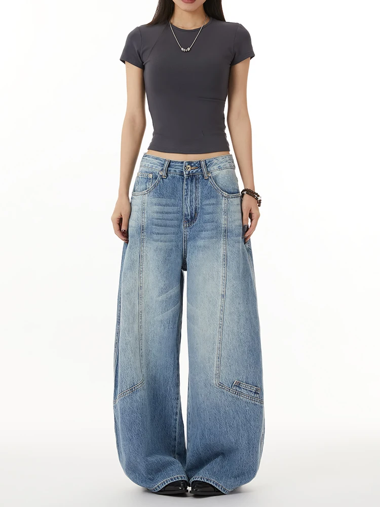 

High Waist Wide Leg Denim Jeans Women's Loose Fit Casual Trousers American Style Retro Hot Girl Long Leggings Streetwear