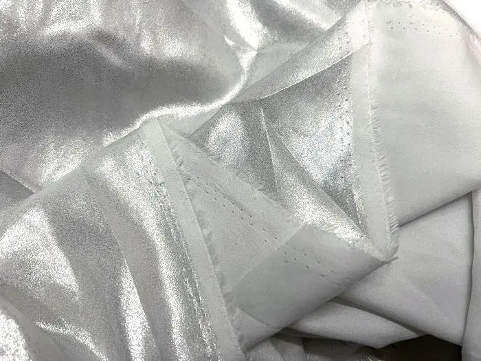 Soft Shiny White Silver Glossy Silk Chiffon Fabric for Sewing Material Dress Wedding Garment Wide 150cm Sold By The Meter