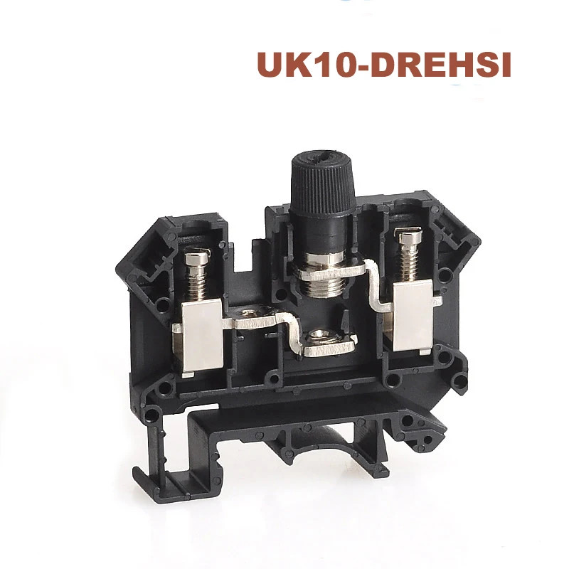 

5Pcs UK10-DREHSI Fuse Terminal Block Din Rail Screw Clamp Morsettiera Wire Electrical Cable Connector 10mm² 6.3A Bornier Seat
