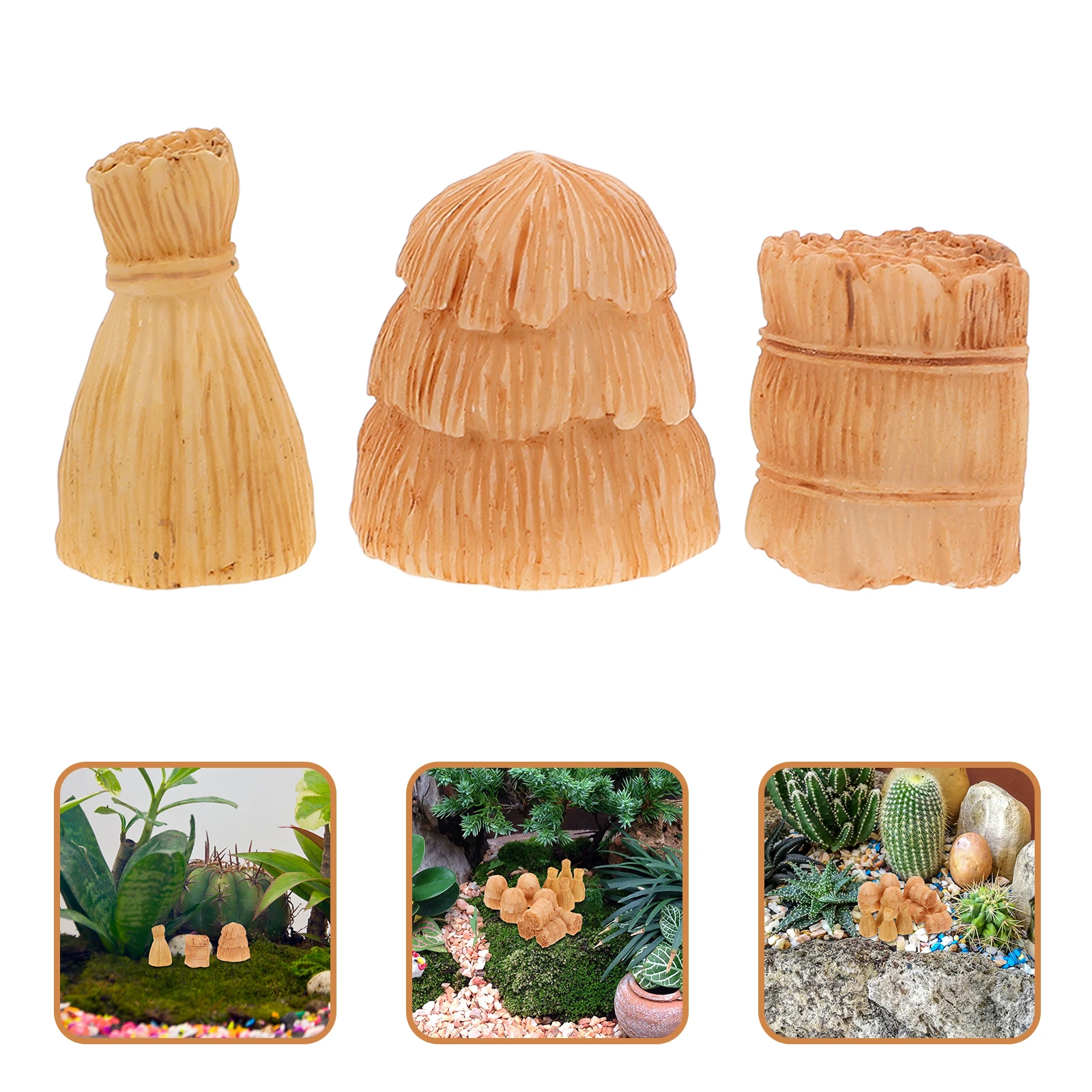 12 قطعة قش صغير بالز فو القش ريفي الديكور لحديقة المزرعة الخريف محور ديكور للطاولات ملحقات المناظر الطبيعية الصغيرة #5