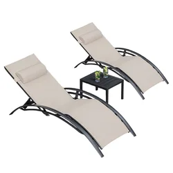 Silla de playa de aleación de aluminio impermeable, muebles modernos para balcón, 3 piezas