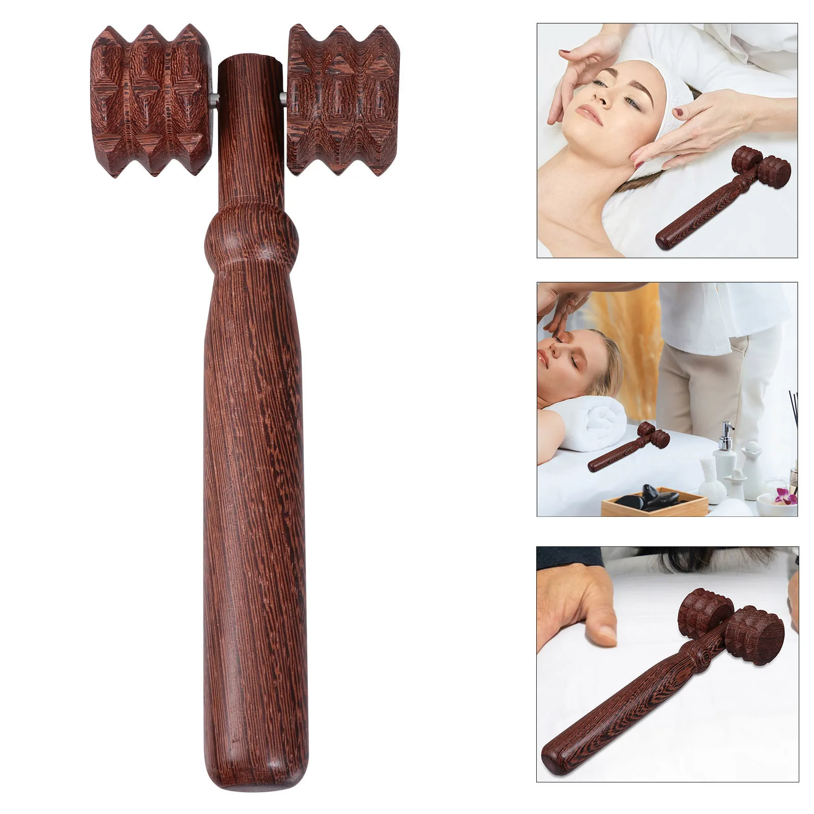 

1pc Wooden 2-Wheel Rolling Massager High-Grade Wood Muscle Relaxation Tool For Back Neck Arms Legs Pain Relief Double Wheel