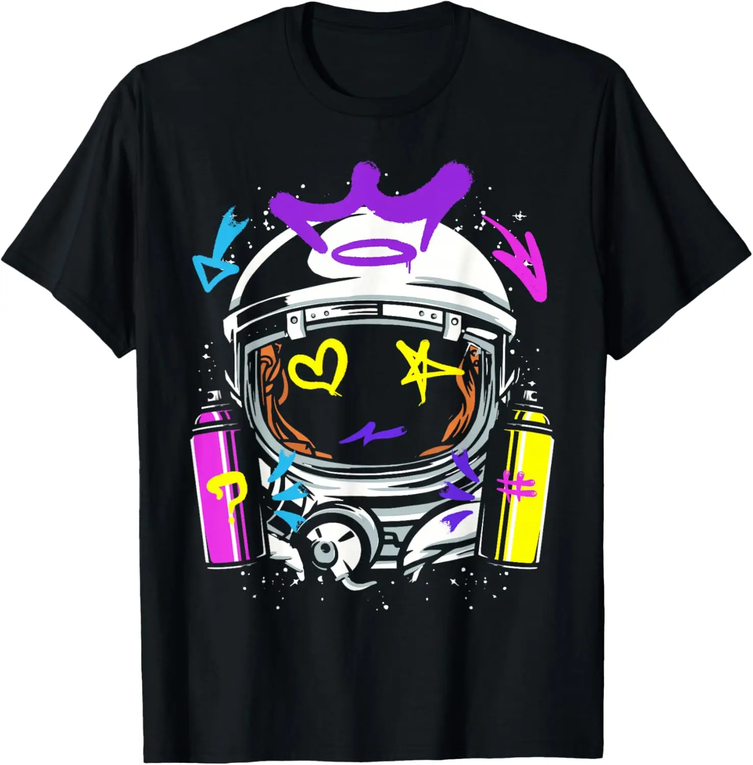 Graffiti Astronaut Spray Paint Street Art Graphic Tee Soft Breathable Men's T-Shirt