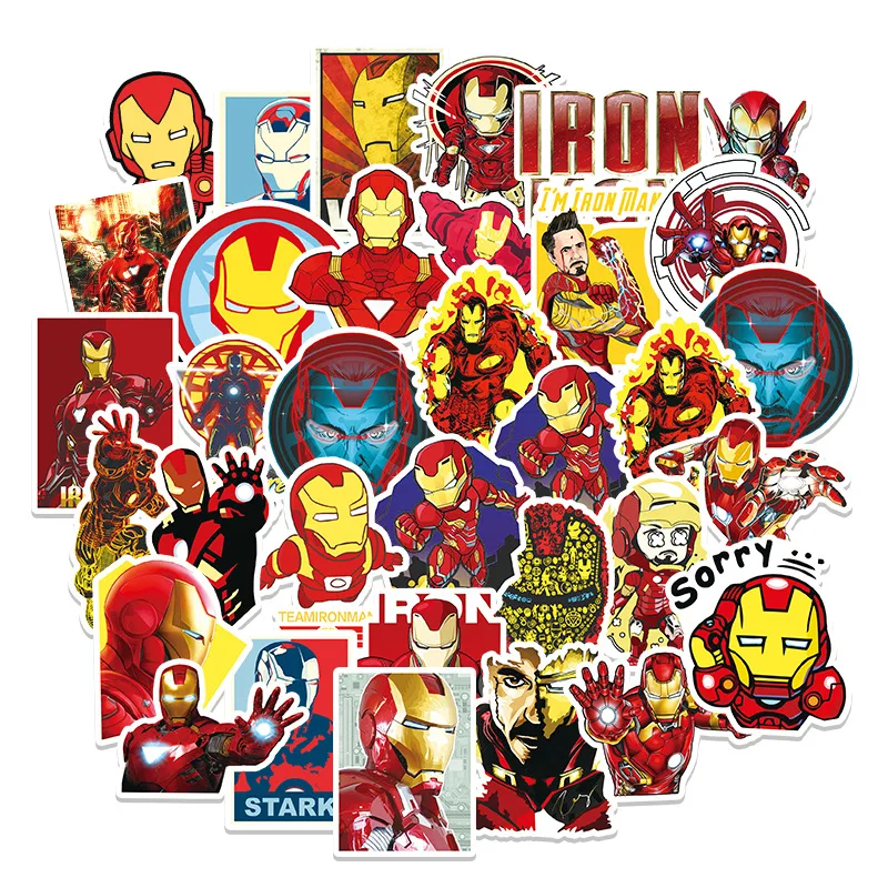 10/30/50pcs Cool Disney Cartoon Iron Man Stickers Superhero Decals for Kid Toy Luggage Fridge Helmet Anime Graffiti Sticker Pack