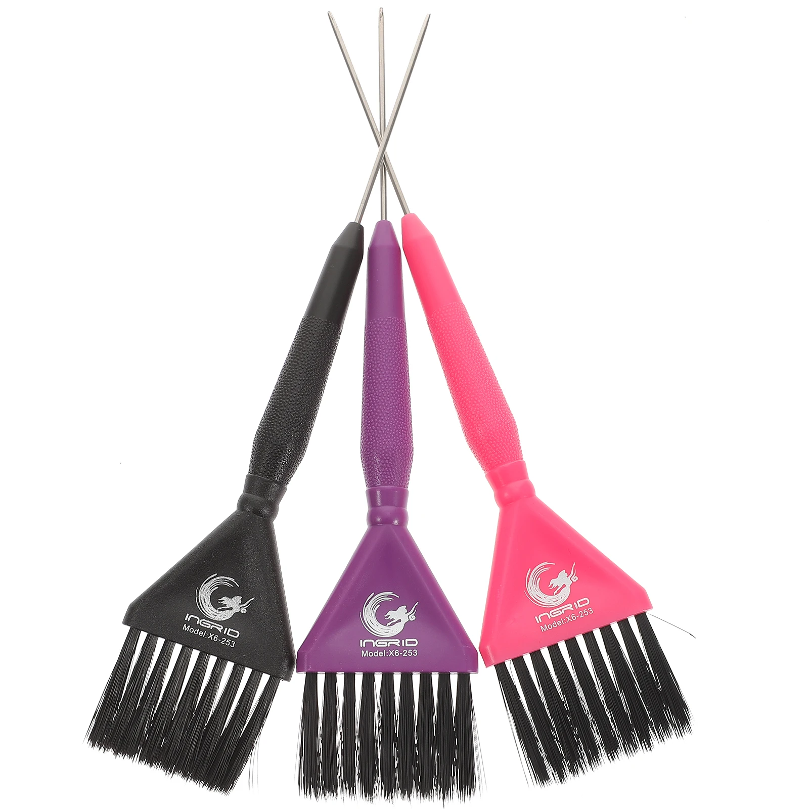 

3 Pcs Hair Dye Brush PC Material Salon Grade Ultra Bristles Comfortable Grip Brown Applicator Comb For DIY Coloring Tools