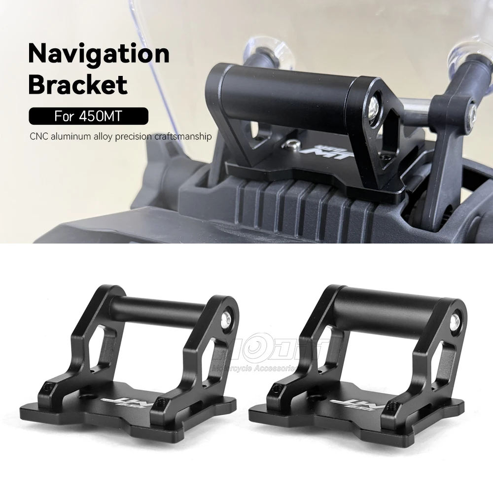 New For CFMOTO 450MT 450 MT 2024 2025 Motorcycle Accessories CNC Aluminum GPS Navigation Bracket Black Extension Bracket