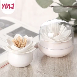 Lotus Cotton Swab Box with Dust-proof Cover Lotus Cotton Bud Holder Base Room Decorate / Lotus Toothpicks Holder Toothpick Case