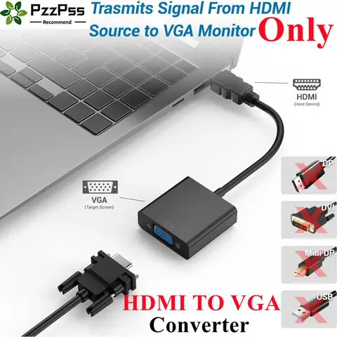 1080P HDMI to VGA Uni-Directional HDMI to VGA Adapter (Male to Female) for Computer Desktop Laptop PC Monitor Projector HDTV