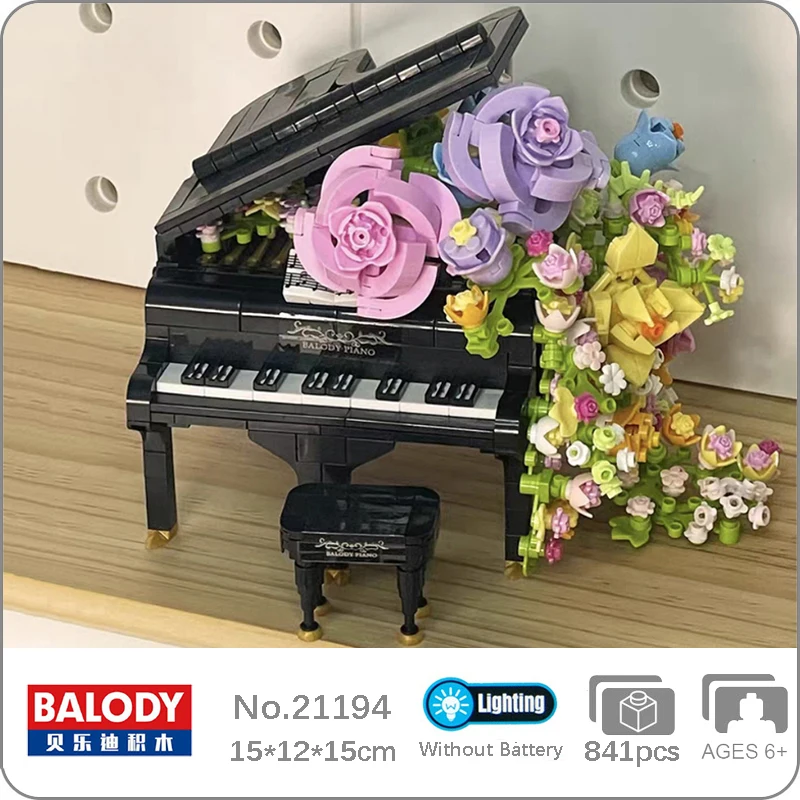 

Balody 21194 Eternal Flower Music Piano Plant Musical Instrument Chair Light Mini Blocks Bricks Building Toy For Children No Box