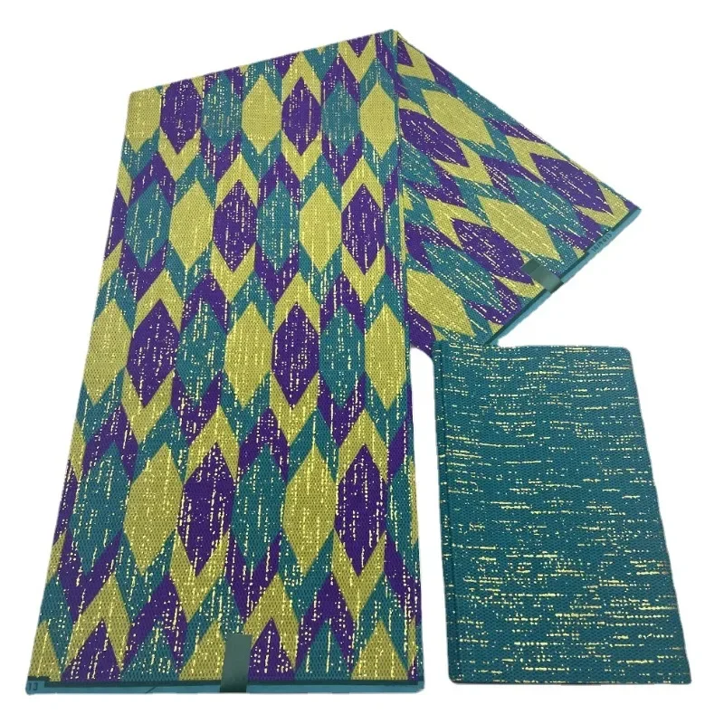 최신 아프리카 황금 왁스 원단, 진짜 왁스 원단, 100% 면 앙카라 왁스, 격자 무늬 프린트 원단, 부드러운 파뉴 바느질 재료, 2 + 4 야드