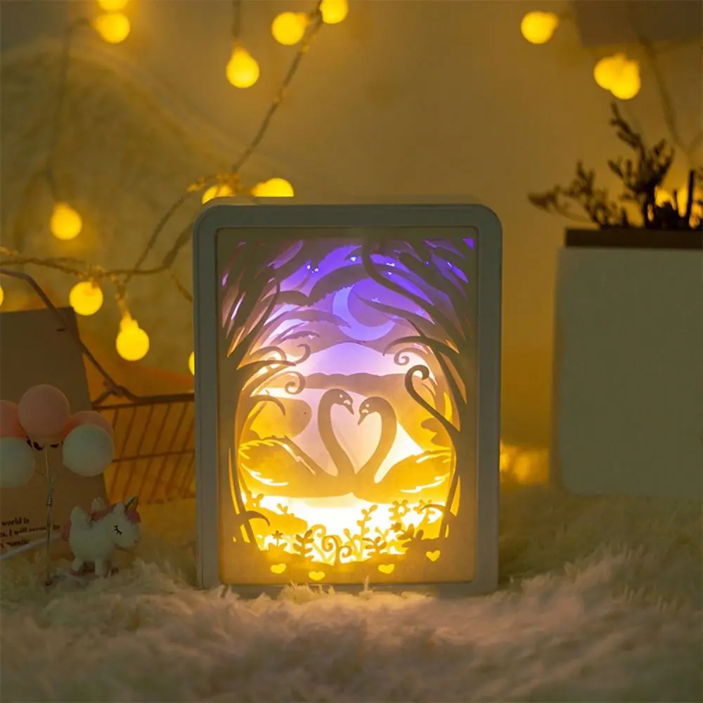 USB/3 AA Battery Power 3D Paper Carving Light Adjustable Light Kawaii Remote Control Table Lamp Durable Creative