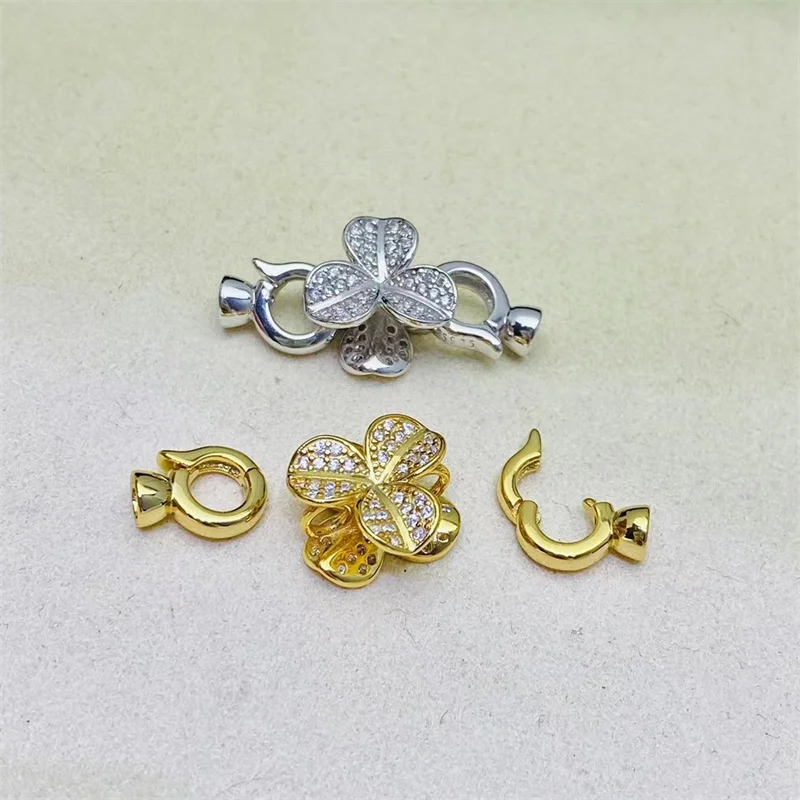 

Ювелирные изделия, аксессуары «сделай сам», инкрустированные цирконом, жемчужные застежки, соединители, застежка из стерлингового серебра S925, застежка для изготовления ожерелья, фурнитура