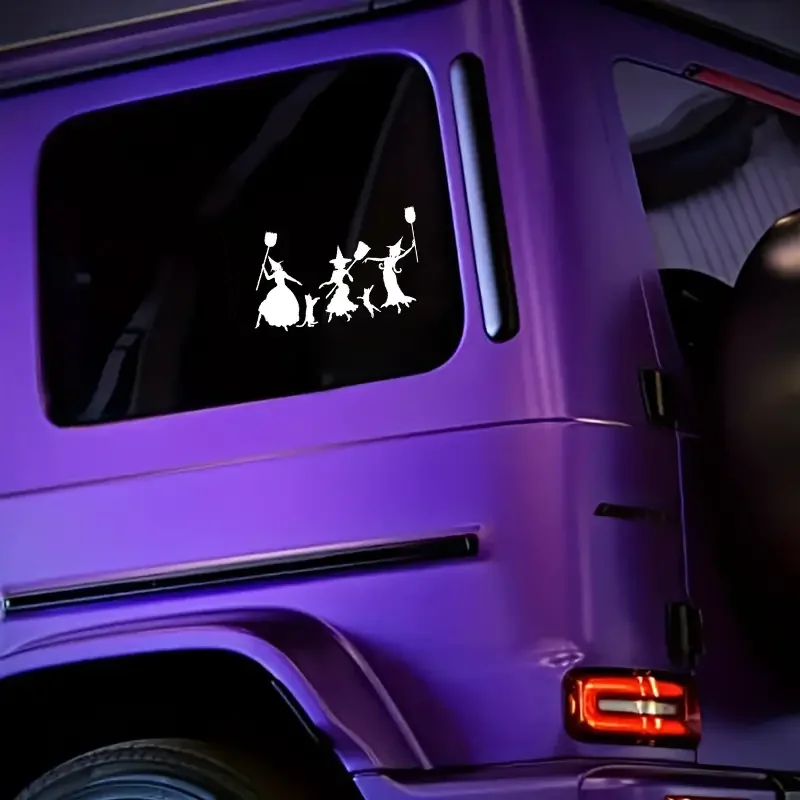 Dancing Witches Cat Silhouette Die Cut Vinyl Stickers Waterproof Decals Car Bumper Truck Scooter Snowmobile Wall Decor
