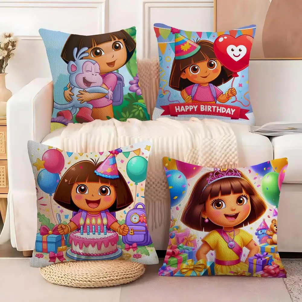 Cute D-Dora Cushion Cover  Plush Fabric Soft Double Sided Print Sofa Cushion Cover Throw Pillow Covers
