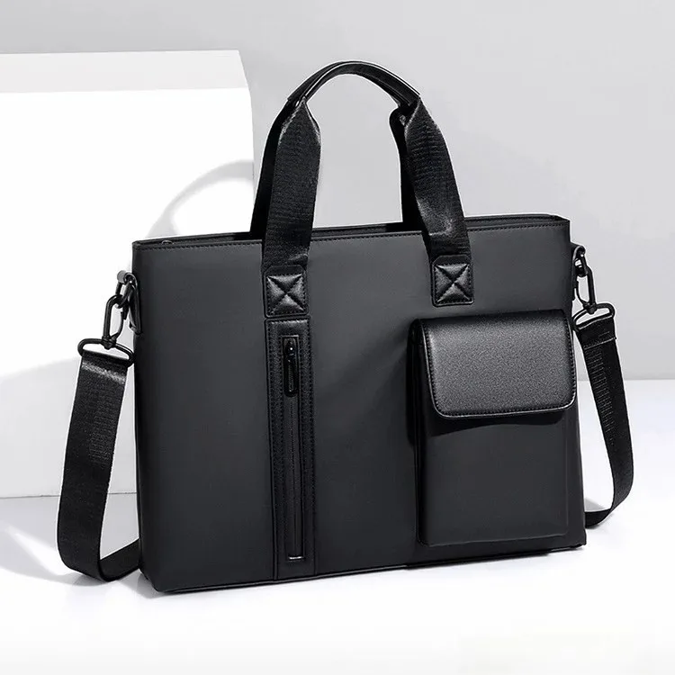 2026 New Nylon Men Business Briefcase Large Capacity Waterproof Wear Resistant Commuter Handbag Laptop Computer Shoulder Bag