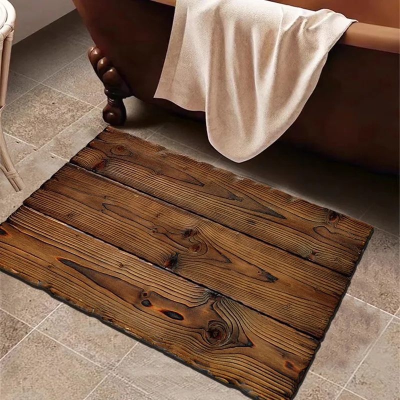 1PC Vintage Wood Grain Diatomaceous Earth Mat, Household Bathroom Floor Mats, Bathroom FloorMat/ Washroom Floor Mat