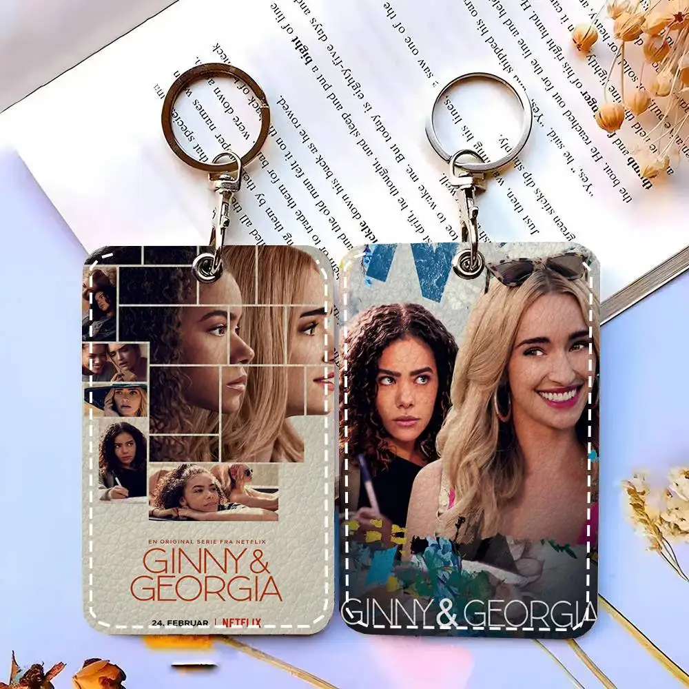 1pc G-Ginny GeorgiaS TV Card Case Keychain Access Card Bag Key Tag Ring Leather Card Holder Key Ring Access