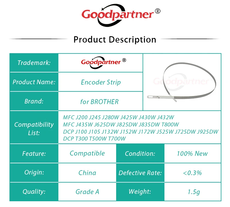 1X LX6678001 CR Encoder Strip for BROTHER MFC J200 J245 J280 J425 J430 J432 J435 J625 J825 J835 T800 DCP J100 J105 J132 J152