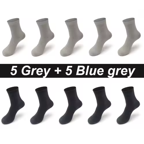 10Pairs/Lot Men's Bamboo Fiber Socks Long Black Business Soft Breathable New High Quality  Autumn for Male Socks Plus Size 39-48 - Image 12