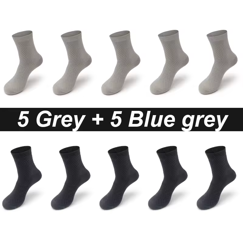 10Pairs/Lot Men's Bamboo Fiber Socks Long Black Business Soft Breathable New High Quality  Autumn for Male Socks Plus Size 39-48 - Image 12
