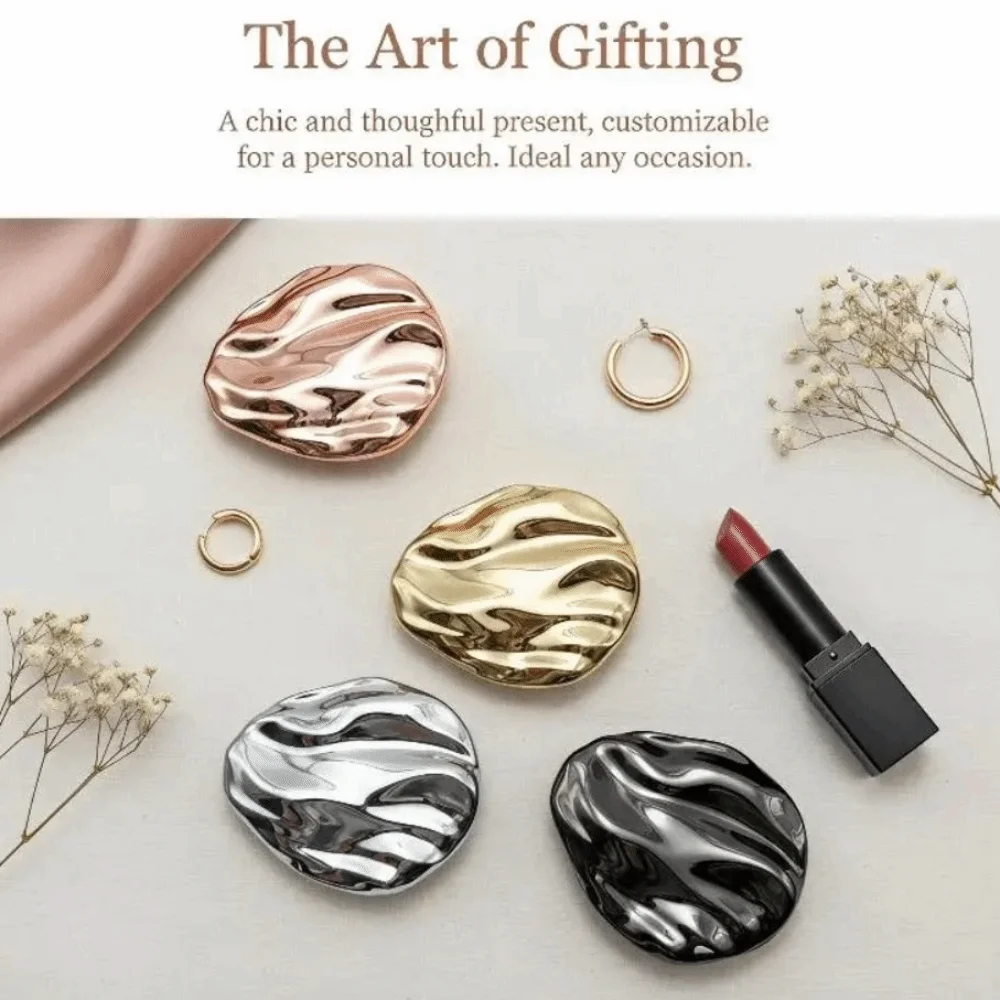 Zinc Alloy Shell Balm Container Shell Embossed Texture Sliding Lid Design Solid Perfume Case Fragrance Storage Box