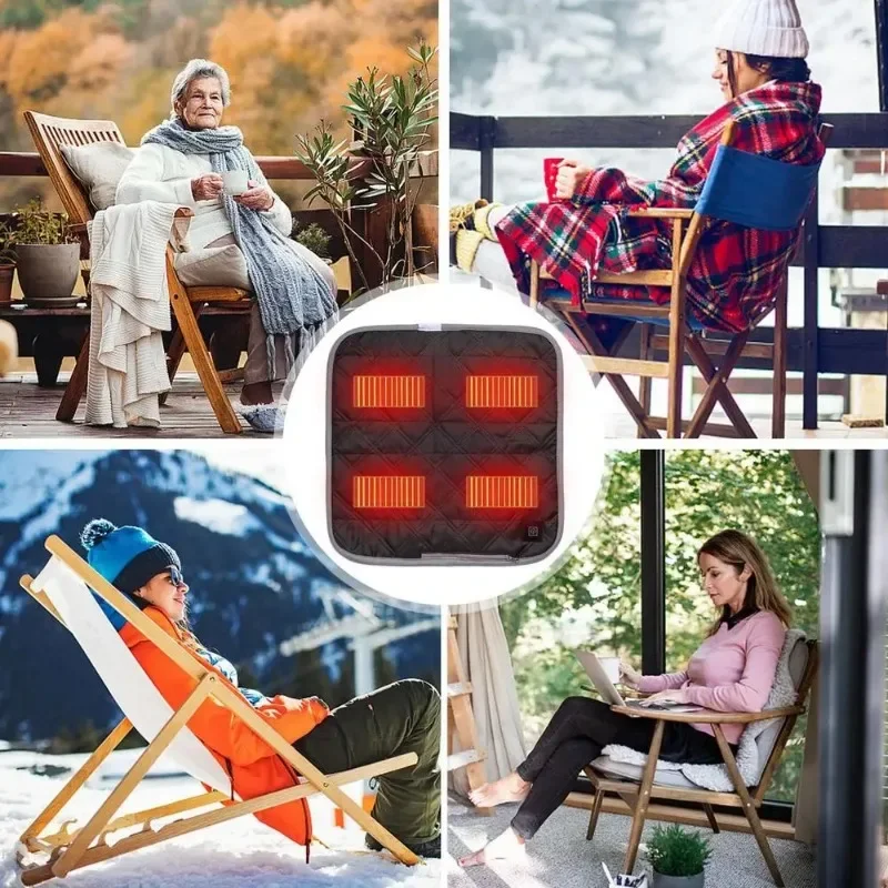 8W DC 4Areas Heated Mat Chair Electric Blanket USB Outdoor Camping Mattress Heated Mat Heating Sleeping Pad Thermal Heating Pads