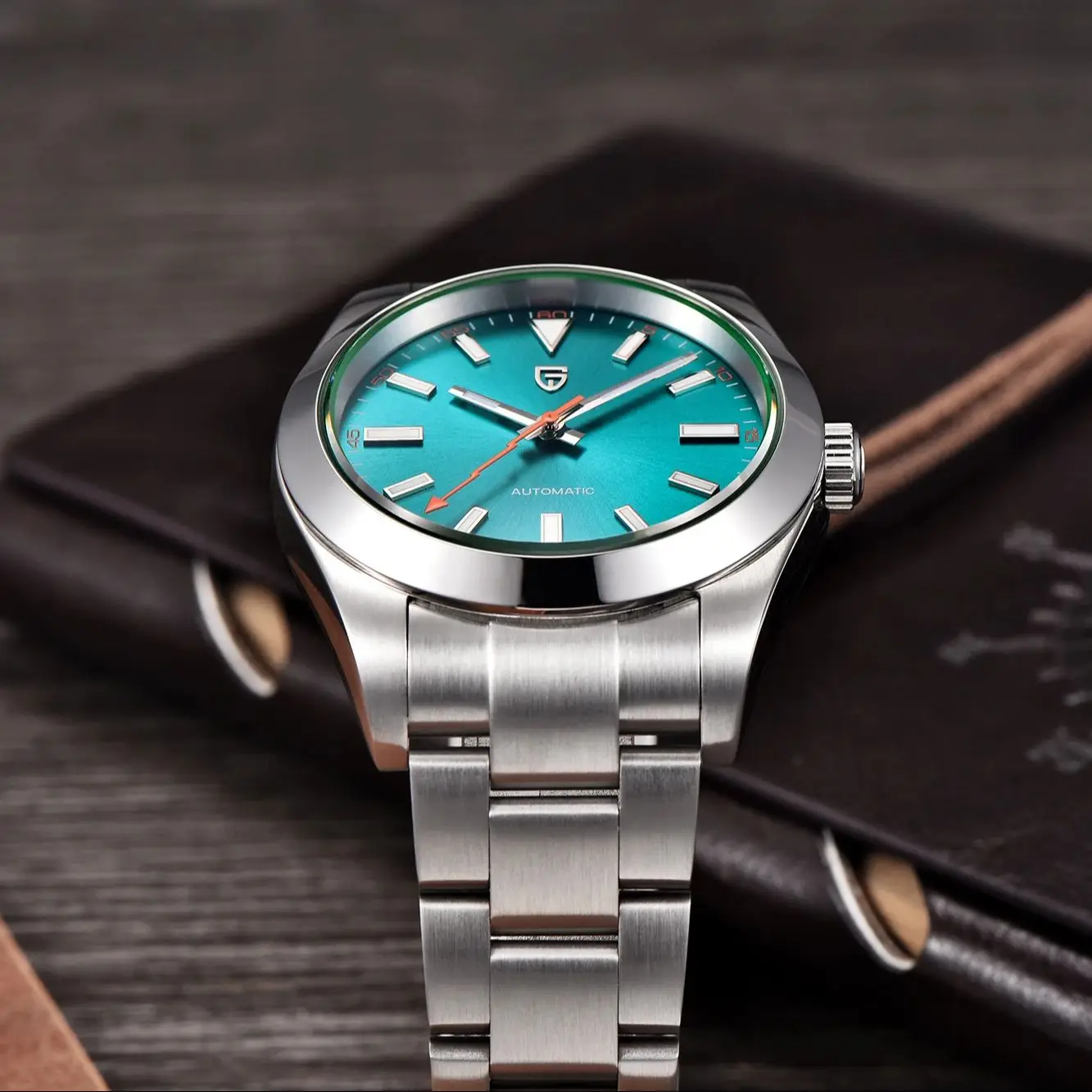 PAGANI DESIGN Green Glass Men's Mechanical Automatic Men AR Sapphire Crystal Stainless thumbnail 4