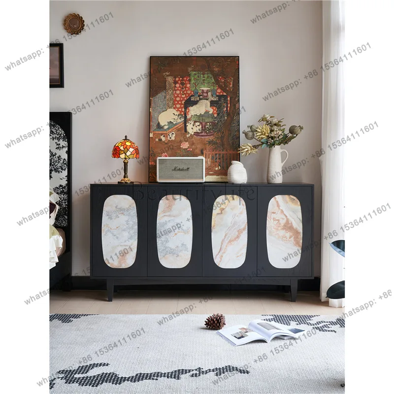 

French retro light chasing dining side cabinet living room storage balcony locker