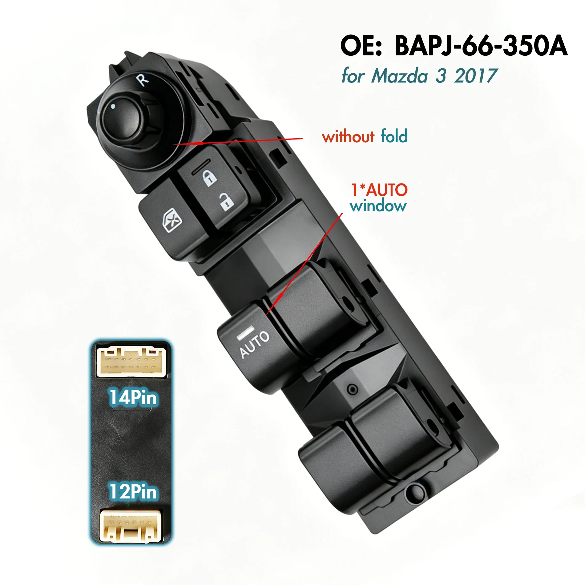 For Mazda 3 2017,Front Left Electric Power Window Switch Lifter Control Button Glass Regulator Car Accessories BAPJ-66-350A 2