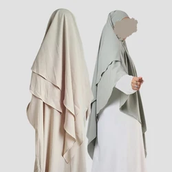 Flowy Nida 2 Schicht Khimar Eid Gebet Overhead lange Hijab mit Niqab Strings einfarbig Kleid islamische Frauen Ramadan muslimischen Khimar