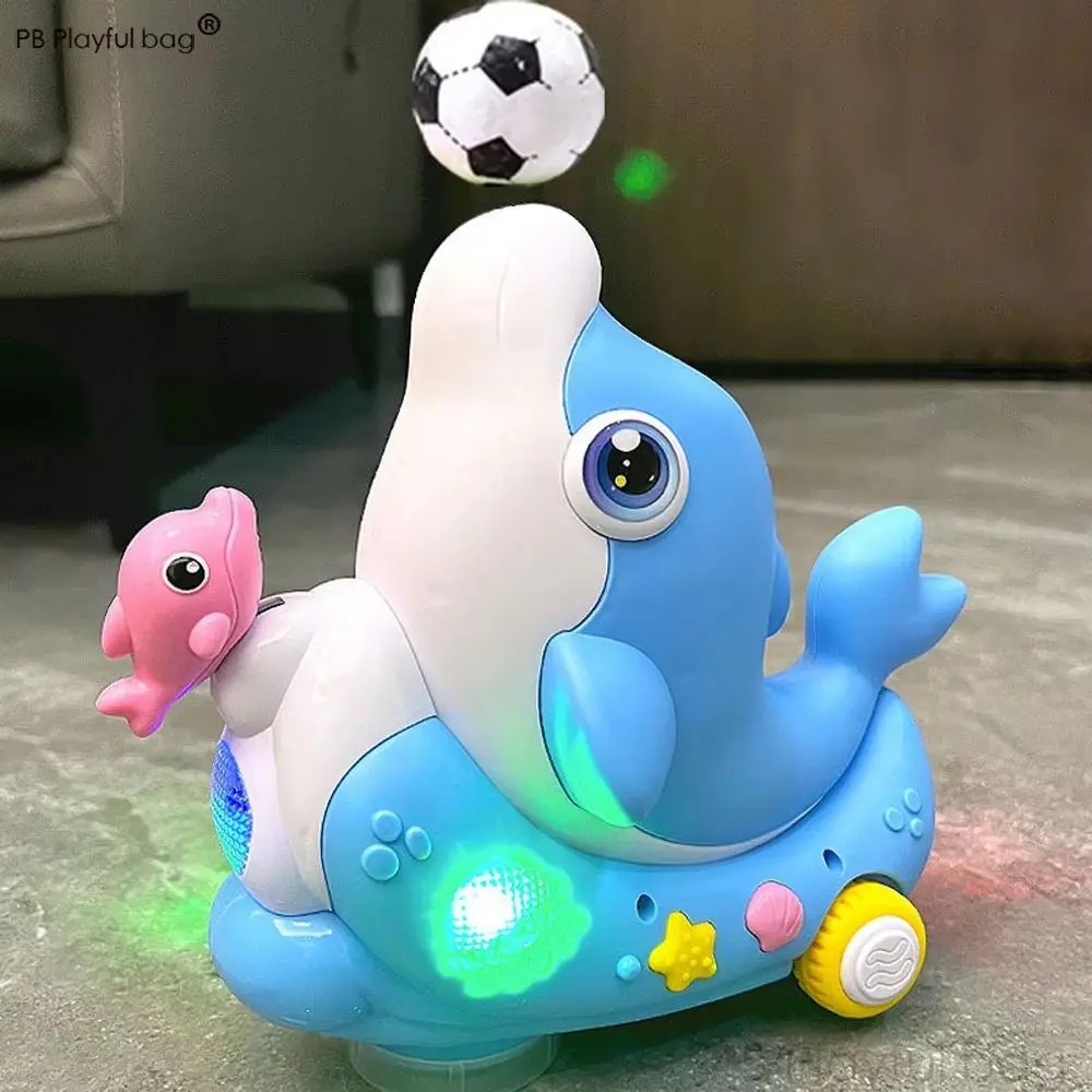 Luz LED, delfines eléctricos, delfines musicales para caminar, bola de soplado eléctrica, luz fría 3D, delfines electrónicos para mascotas