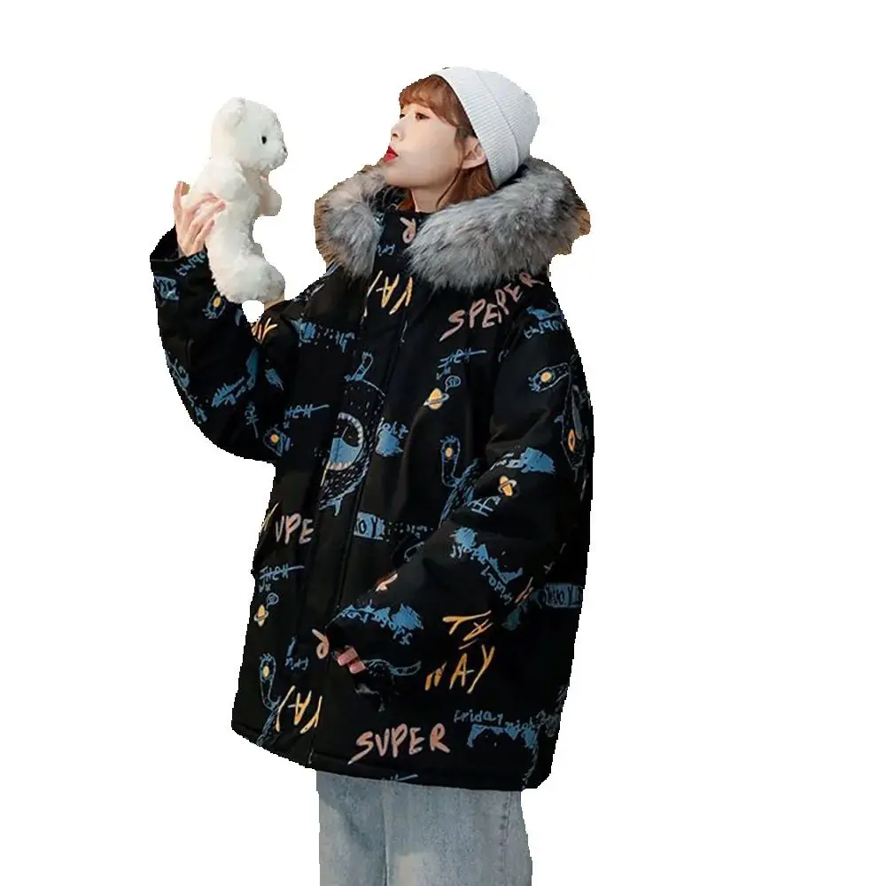 

Winter Explosions Online Celebrity Couples Cotton-padded Jacket Hong Kong Wind Women's Warm Cotton-padded Ins Tide Toose Coat.