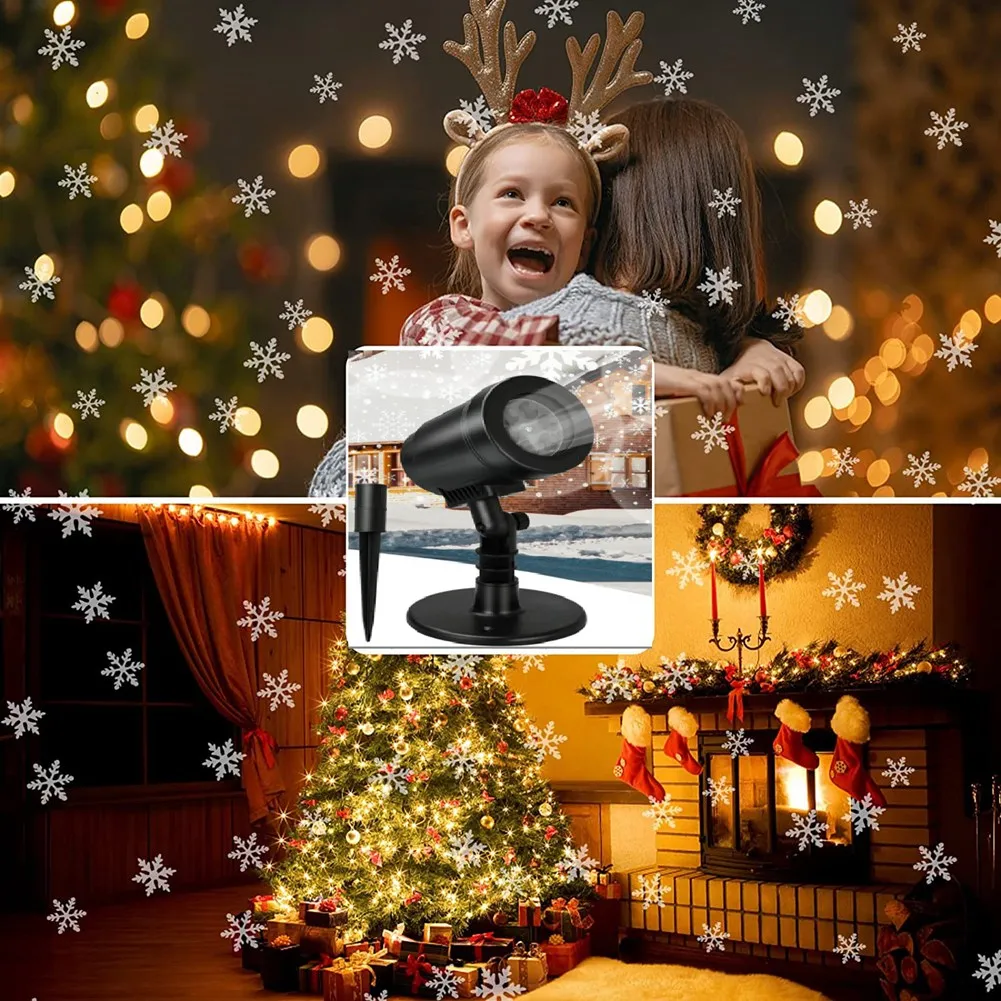 Outdoor Weather-Proof Neve Projeção Lâmpada, Natal Lâmpada LED, Wider Lighting Range, Plug EUA