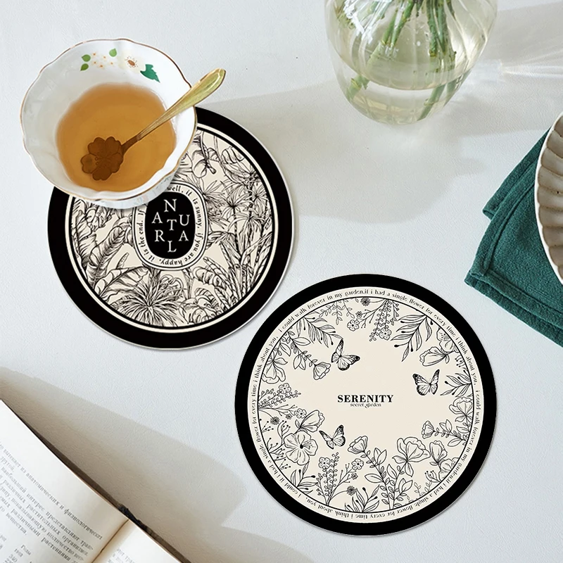 4pcs Round Coasters Anti Slip Placemats Modern Table Mat Dining Table Mat Round Drink Cup Coasters Mug Cup Pad Tableware Pads