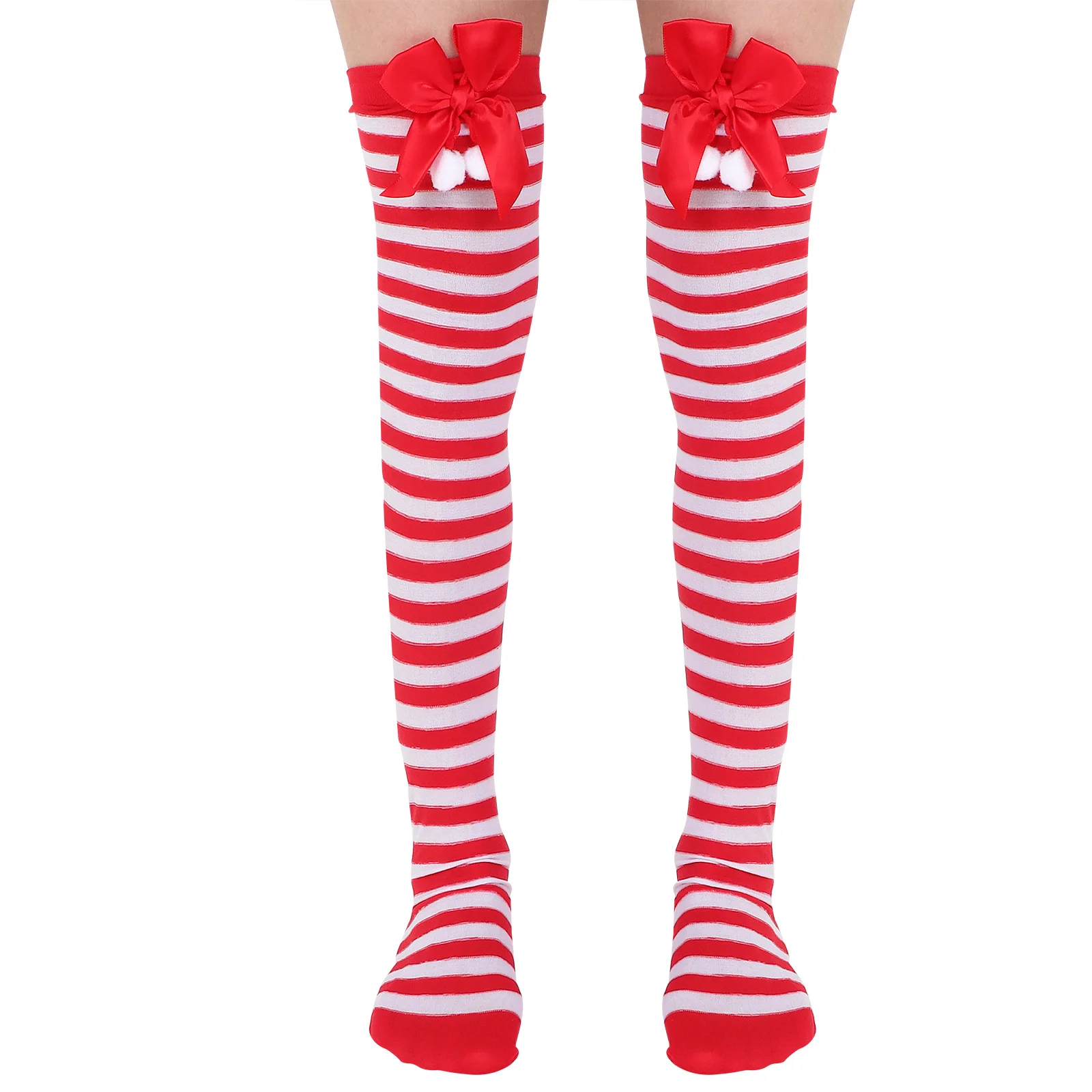 

1Pair Christmas High Stockings Bowknot Design Comfortable Soft Warm Stockings for Girls Festival Celebration Christmas Stocking