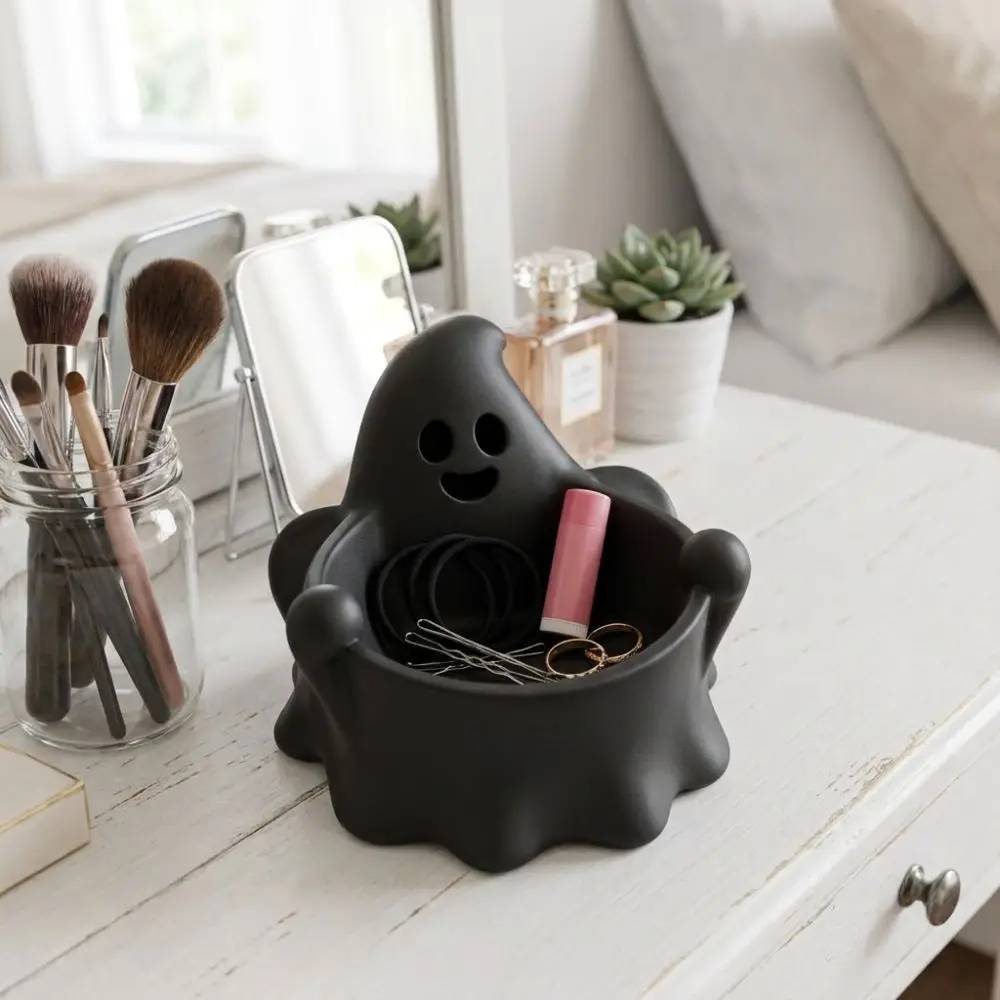 Table Ornament 3D Printed Ghost Candy Bowl Creative Cute Halloween Candy Dish Plastic Storage Rack Holiday Display