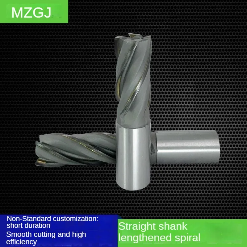 Alloyed Straight Shank Spiral End Mill with Welded Tungsten Steel Blade and Extended Alloy Blade 14 16 18 20 25 30X53 80 100