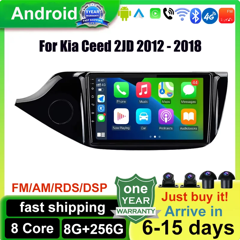 

For Kia Ceed 2JD 2012 - 2018 Android 14 Car Radio Multimedia Video Player Navigation GPS 360 Camera No 2Din